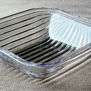 8” square ribbed Crystal serving bowl.